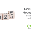 Wooden blocks displaying the numbers "2024" and "2025," with the year changing from 2024 to 2025. To the right, the text reads "Strategic Tech Moves for 2025: Boosting IT Efficiency and Lowering Costs." The COMtuity logo and tagline "Technology Ingenuity" are featured below the text.