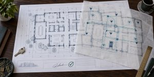 Technology planning for business growth added over a finalized blueprint with network, Wi-Fi, and security requirements. 